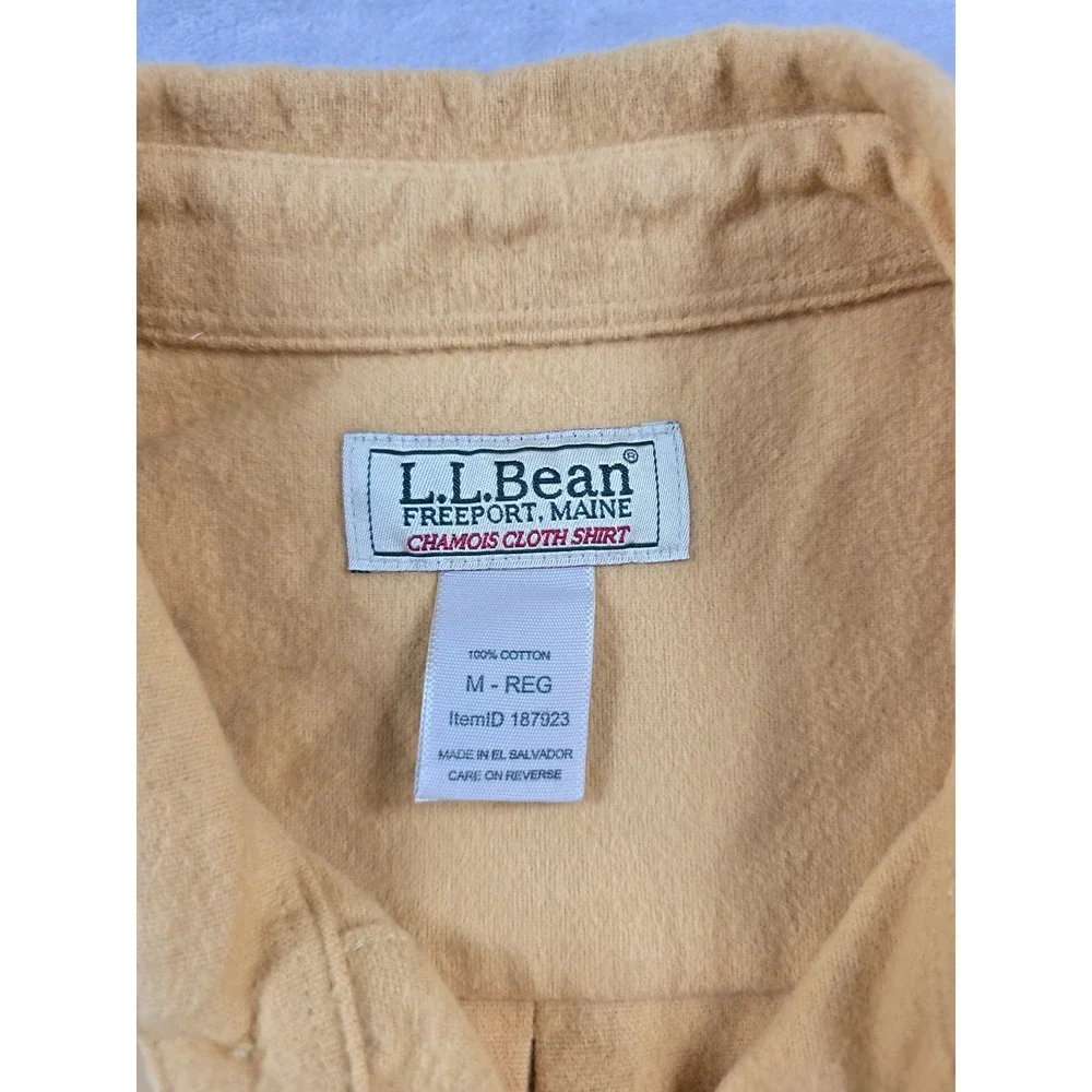 VTG LL Bean Chamois Cloth Shirt Mens Medium Regular Tan 100% Cotton Button